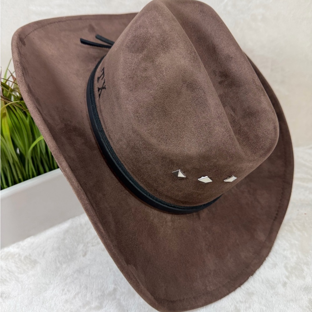 Brown Suede Cowboy Hat with Studs